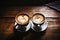 Romantic allure heart shaped latte art adorns a rustic wooden table