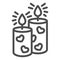 Romantic aroma candle line icon, valentine day concept, candles with heart sign on white background, candlelight in spa