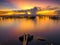 romantic atmosphere after sunset Songkhla lake area,Thailand