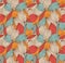 Romantic autumn floral seamless pattern. Beautiful endless linear background with leaves. Vintage leaves texture.