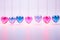 Romantic background with crystal hearts. Happy Valentine\\\'s Day cute banner, poster, card or web background.