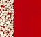 Romantic background of dozens of tiny wooden hearts on a red card. For love, romance, or Valentine`s Day. With blank space