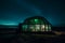 Romantic bar on the waterfront. Cozy dome-restaurant in nature. Neural network AI generated