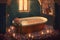 Romantic Bathtub Alcove with Candles and Rose Petals