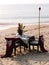 Romantic beach dining setting