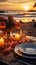 Romantic beachside dining Wedding setup sunset