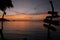 Romantic beautiful sunset in evening shadow sign wood relax beach at Koh Mak island Trat Thailand