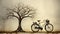 Romantic Bicycle By Tree: Realistic Minimalism With Environmental Awareness