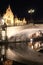 Romantic bridge and its reflection at night in Ghent, Belgium