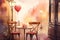 Romantic Cafe Table Valentine Day background