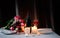 Romantic Candlelight Dinner for Two Lovers, dark background