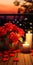 Romantic candlelight with red roses on the table