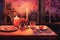 Romantic Candlelit Dinner Valentine Day background