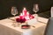 Romantic candlelit table setting for two