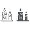 Romantic candles line and glyph icon, romance and love, candle with heart sign, vector graphics, a linear pattern on a