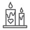 Romantic candles line icon, romance and love, candle with heart sign, vector graphics, a linear pattern on a white