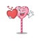 Romantic candy heart lollipop cartoon picture holding a heart