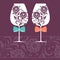 Romantic card with two glasses. Vector illustration