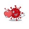 A romantic cartoon design of Betacoronavirus holding heart