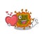 A romantic cartoon design of duvinacovirus holding heart