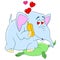 Romantic cartoon elephant