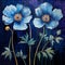 Romantic Chiaroscuro: Large-scale Blue Poppies Painting Inspired By Kelly Vivanco