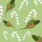 Romantic Christmas pattern sweetmeats green background vector