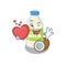 Romantic coconut milk cartoon picture holding a heart