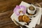 Romantic coffee served with orchid on the serving tray