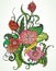 Romantic color hand drawn floral ornament