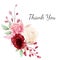 Romantic colorful flowers arrangement of peony and roses with thank you text vector