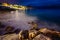 Romantic Cote d\'Azure Beach at Night, Nice, French