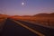 Romantic country road at dusk