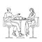 Romantic Couple Dating In Cafe Communicate Vector