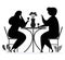 Romantic couple drinking beer silhouettes design vector