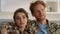 Romantic couple enjoy movie evening closeup. Loving family resting together sofa