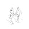 Romantic Couple Hold Hand Walking Man And Woman Sketch