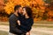 Romantic couple in love in autumn park
