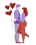 Romantic Couple male and female friends keep heart air balloons. Valentine's day relationship concept vector