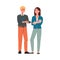 Romantic couple or newlyweds characters flat vector illustration isolated.