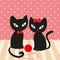 Romantic couple of two loving cats - Illustration,