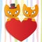 Romantic couple of two loving cats - Illustration,