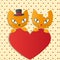 Romantic couple of two loving cats - Illustration,