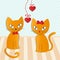 Romantic couple of two loving cats - Illustration,