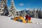 Romantic couple during the winter travel in wilderness