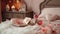 Romantic cozy hotel room with precious details. Valentine\\\'s day concept