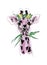 Romantic cute pink giraffe with flowers on her head
