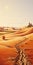 Romantic Desert Landscape: Vector Sand Dunes, Road, And Castle