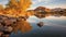 Romantic Desertwave: Sunset Reflections Of A Lake And Rocks In Autumn