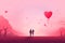 A romantic digital illustration of a couple\\\'s lover, conveying a mood of love and Valentine\\\'s Day celebration.